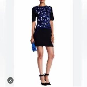 Trina Turk Merino Blend Verity Sweater Dress Short Sleeve Crew Neck size M